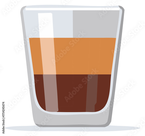 Stylized layered drink coffee or liqueur in a clear glass vector illustration