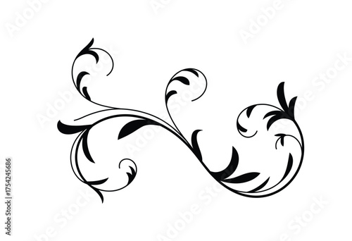 Elegant floral swirl silhouette vector ornament design flourish classic decorative element scalable eps graphic art clip art icon silhouette vector illustration white background