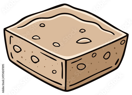 Cartoon illustration of a square block of traditional halva sweet dessert