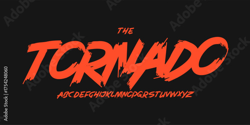 Edgy brush alphabet, bold hand drawn script, fast grunge font for race logo, horror headline, rebel rally design, graffiti sport typography, dynamic handwritten typographic style. Vector typeset