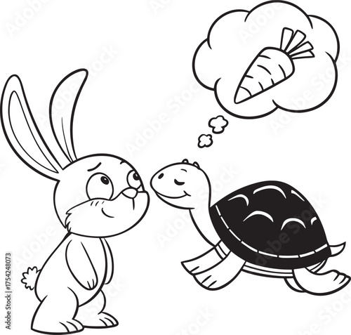 Rabbit and tortoise share a moment of friendship and dreams