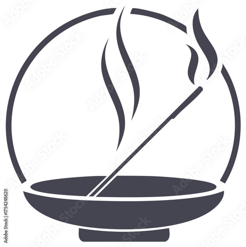 Aromatic incense stick burning in a minimalist bowl with steam