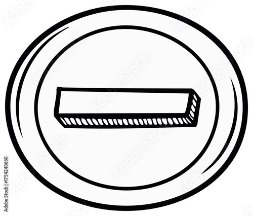 Hand drawn minus sign button icon for deletion removal or reduction concept