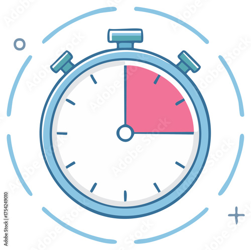 Simple stopwatch timer icon showing a quarter time interval for deadlines and countdowns