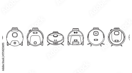Vector art of robot vacuum cleaner line