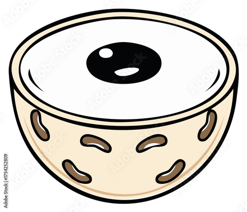 Bean Porridge Dessert Sweet Cartoon Style Bowl Breakfast Treat Food Vector Graphic