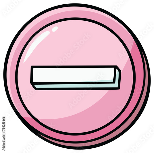 Cartoon style pink stop sign with a white horizontal bar symbol