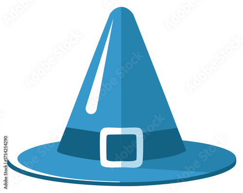 Blue Pilgrim Hat Illustration, Holiday Costume, Thanksgiving Concept, Simple Icon, Decoration
