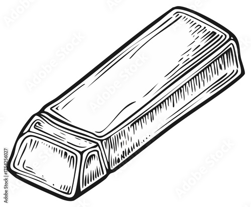 Hand drawn gold bar ingot vector illustration in a vintage etching or woodcut style
