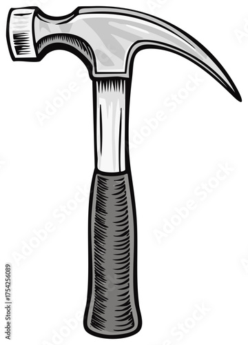 Claw hammer illustration in a cartoon style construction tool
