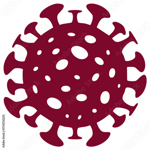 Burgundy coronavirus cell illustration, infectious microorganism vector, medical biology science, pandemic disease