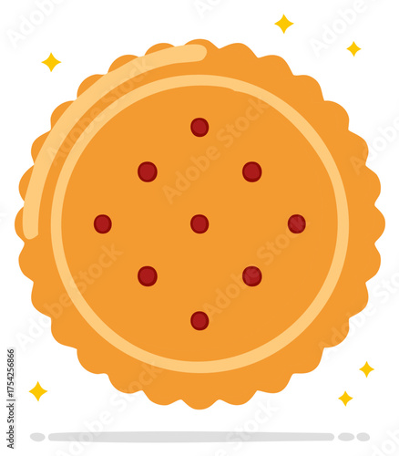 Sparkling Round Sandwich Cookie with Jam and Cream Filling Vector Icon Graphic