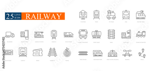 railway outline icon sheet
