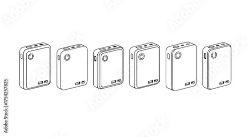 Vector art of power bank icon set