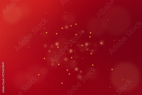 Magic glittering background in red color. Vector background for poster with sparkles and glitter elements. Starry sky background for your design. Elegant Christmas red background.