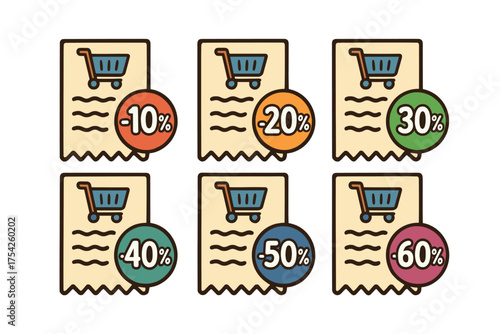 Fun ice cream cones with various flavors for summer enjoyment. Set of 6 vector illustration