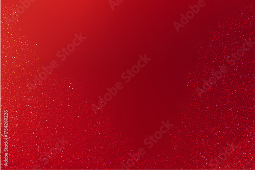Red gradient with gold glitter. Christmas or New Year layout template. Elegant festive red background with gold light. Shiny sparkles and glow add a sense of luxury.