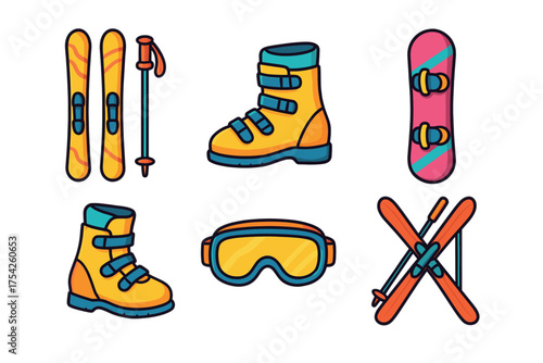 Essential gardening tools for a productive outdoor experience. Set of 6 vector illustration