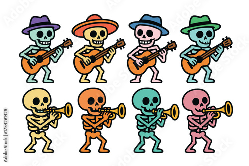Diverse group of friends in traditional attire waving and smiling. Set of 6 vector illustration