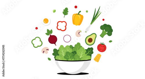 A healthy bowl of fresh ingredients with a variety of colorful vegetables