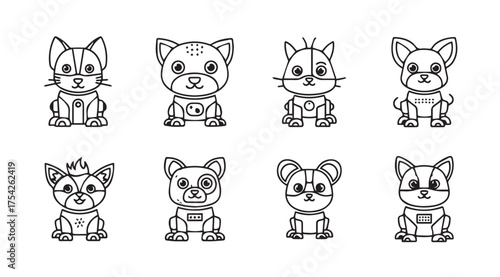 Vector art of cyber animal icons