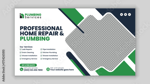 High-Quality Plumbing Services Web Banner Template for Social Media and Digital Marketing Campaigns