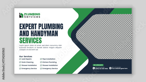 Professional Plumbing and Handyman Services Banner Design for Social Media Post and Web Advertisement