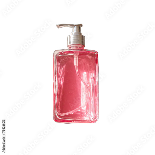 Pink rectangular glass pump bottle