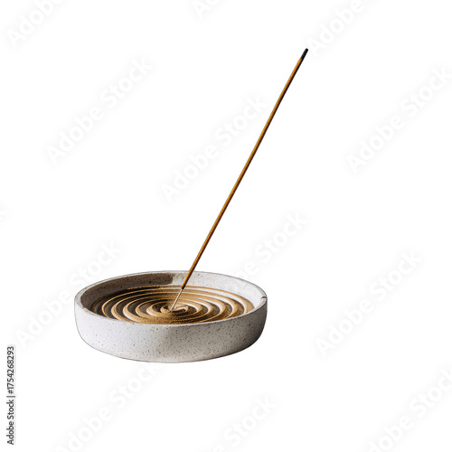 A light beige incense burner with a stick