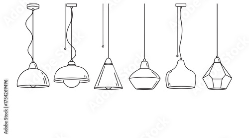 Vector art of pendant lamp collection