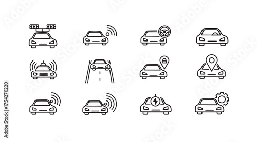 Vector art of autonomous car icon set