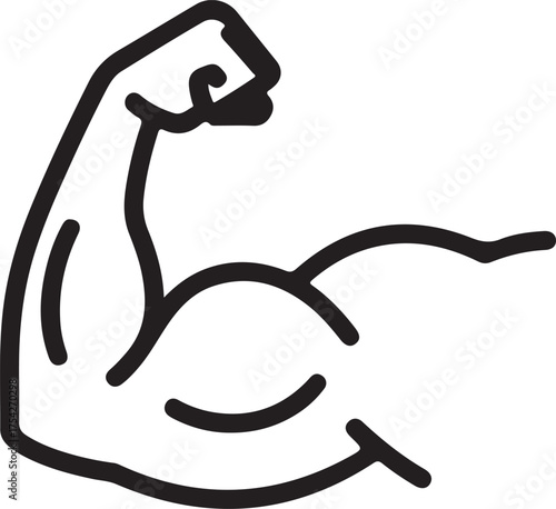 Flexible Strong bicep muscular arms arm strength or power line editable outline stroke vector Muscle icon for exercise. Vector Illustration. Isolated on white background.