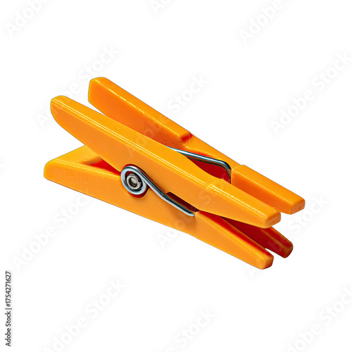Bright orange clothespin, close-up