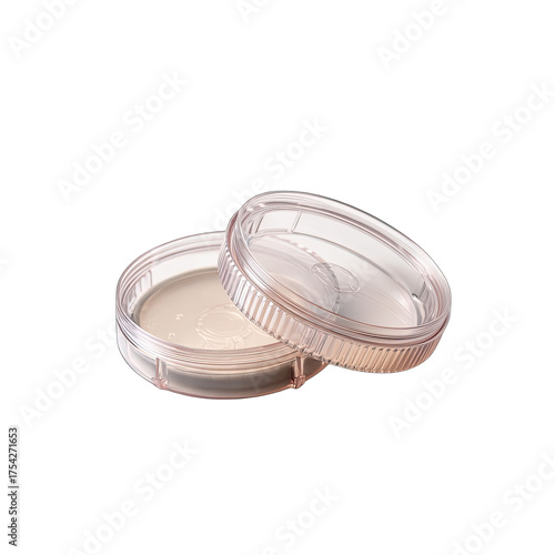 Two translucent, round containers, slightly off-white, stacked