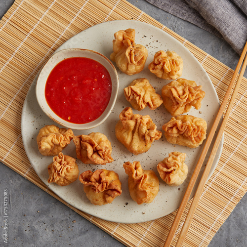 Wontons with cashew and carrot filling