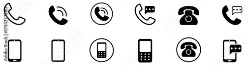 phone icon, chat bubble, telephone call, mobile phone icon set. phone call chat message icons set for mobile and telephone communication vector collection.  phone, call, ringing, telephone