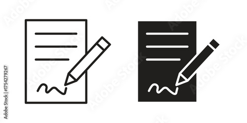 signature file icon set in flat and line style vectors