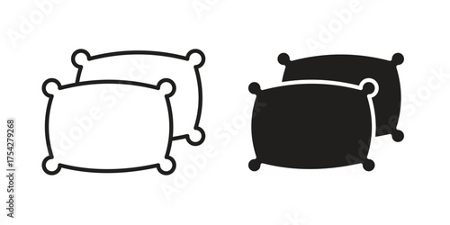 Pillow icon set in flat and line style vectors