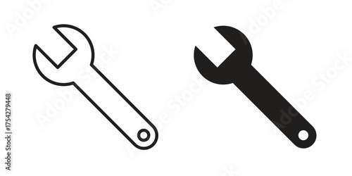 Wrench icon set in flat and line style vectors