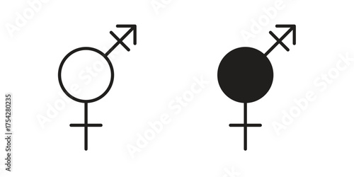 Transgender icon set in flat and line style vectors