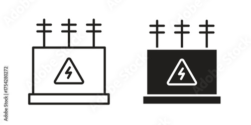 Transformer icon set in flat and line style vectors
