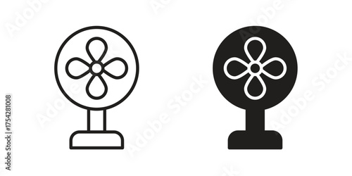 Table Fan icon set in flat and line style vectors