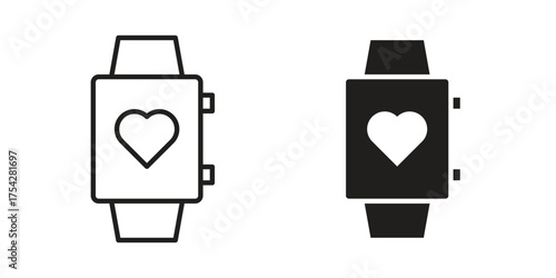 Smart watch icon set in flat and line style vectors
