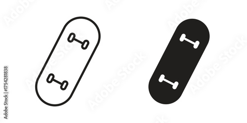 Skateboard icon set in flat and line style vectors