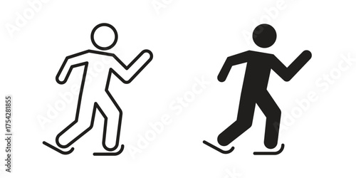 Skating icon set in flat and line style vectors