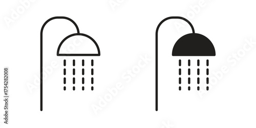 Shower icon set in flat and line style vectors