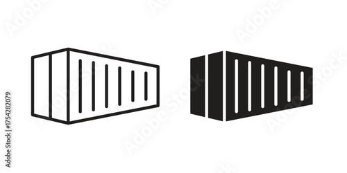 Shipping Container icon set in flat and line style vectors