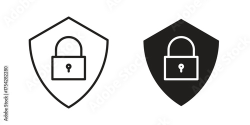 Security icon set in flat and line style vectors