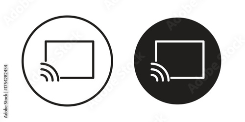 Screencast icon set in flat and line style vectors