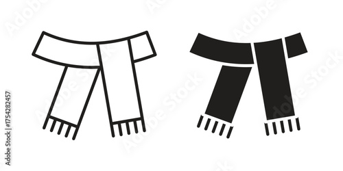 Scarf icon set in flat and line style vectors